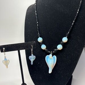 Lee Sands Opalescent Angel Pendant Necklace Set